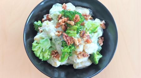 Gnocchi, brocoli, chèvre, ciboulette et noix